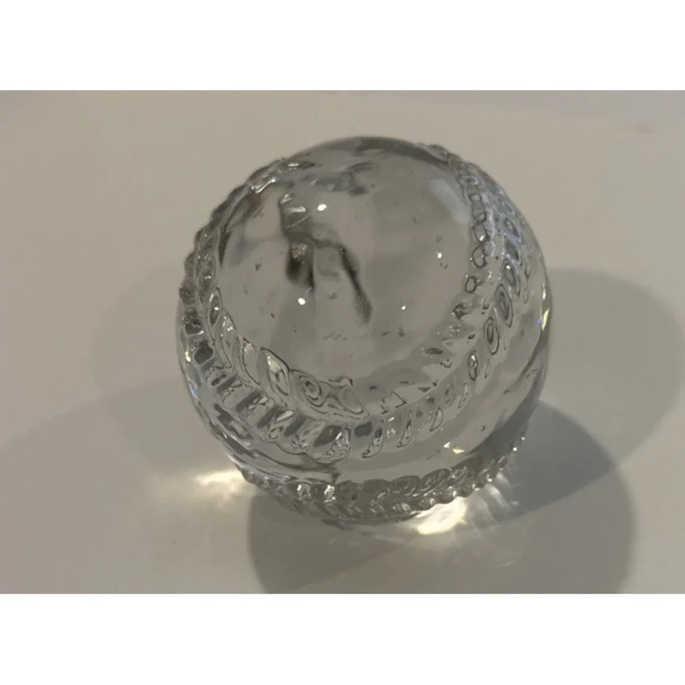 Baseball Paperweight Clear Glass Decorative Sports Collectible Work Desk Item